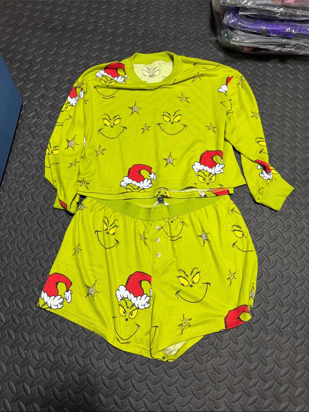 Green Grinch Face Holiday Pajama Set